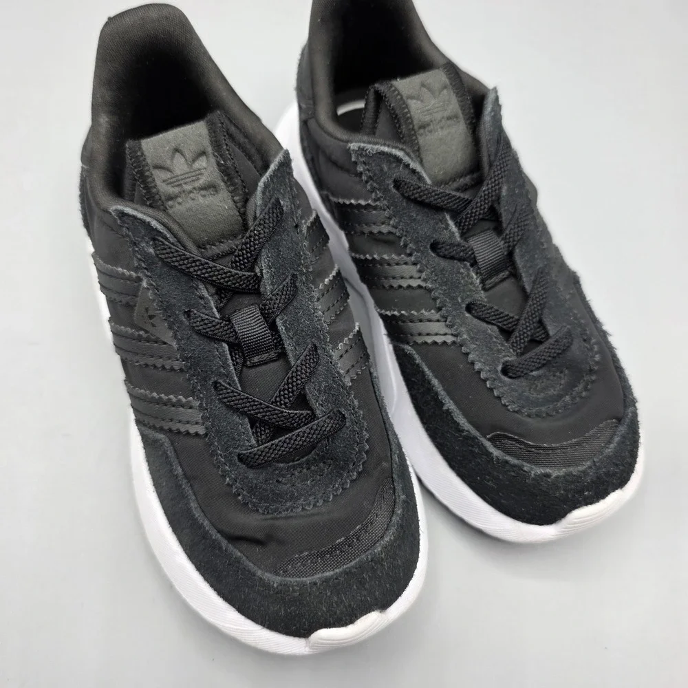 Adidas Retropy F2 EL I Sneakers Shoes Toddler 9 Black Leather Nylon‎ Kids GW3316